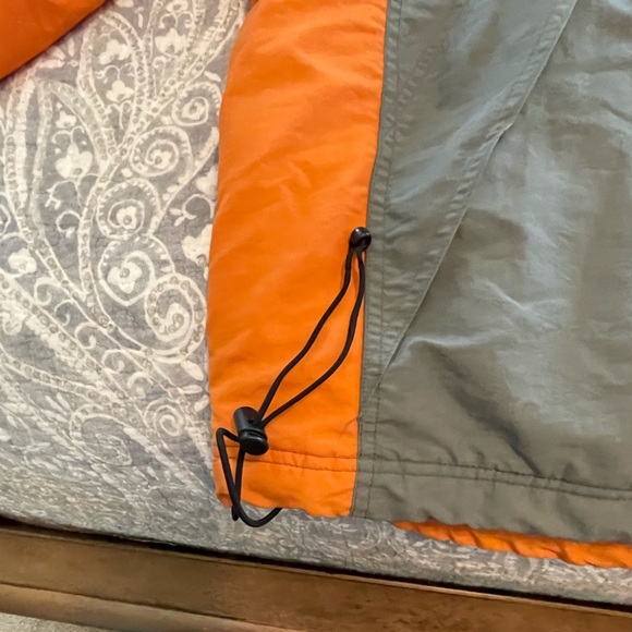 Old Navy Vtg Jacket hooded Windbreaker men gray orange Fleece Lined Pullover - Picture 8 of 9